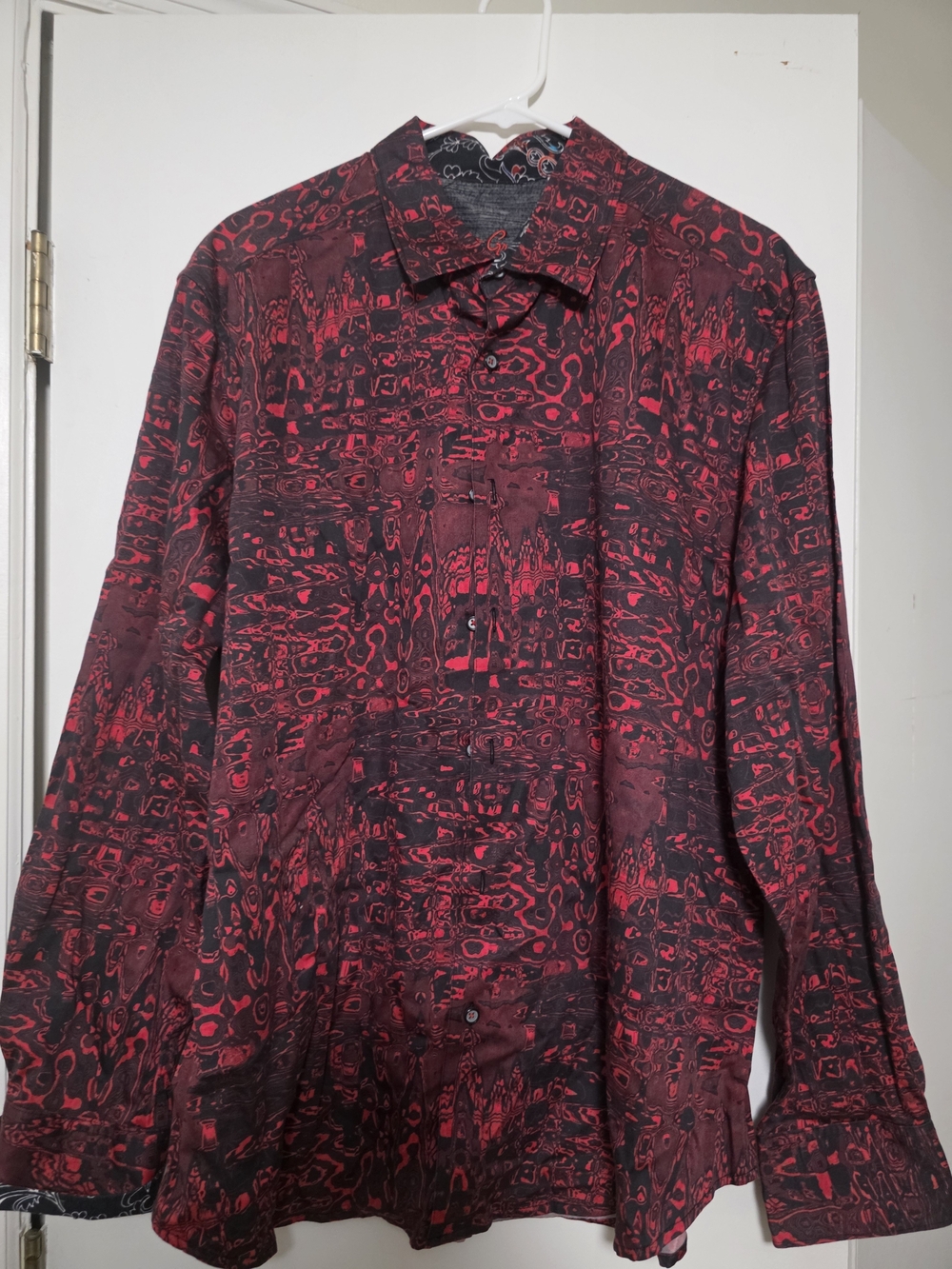 Robert Graham Black Shirt with Red Logo and Multicolor Floral Print